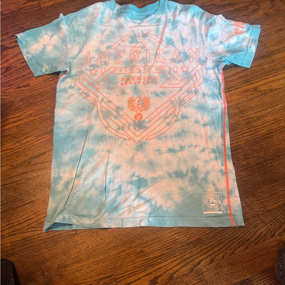 American Fighter Blue and Orange Tie-Dye Short Sleeve Tee
